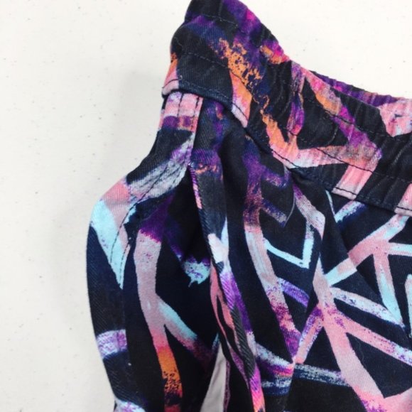 Tribal Print Zipcode Shorts Elastic Waist Drawstring Bermuda L - Picture 3 of 11